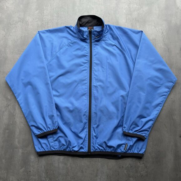 Nike Other - Nike Vintage Blue Full Zip Windbreaker Jacket Men’s M Collar Swoop